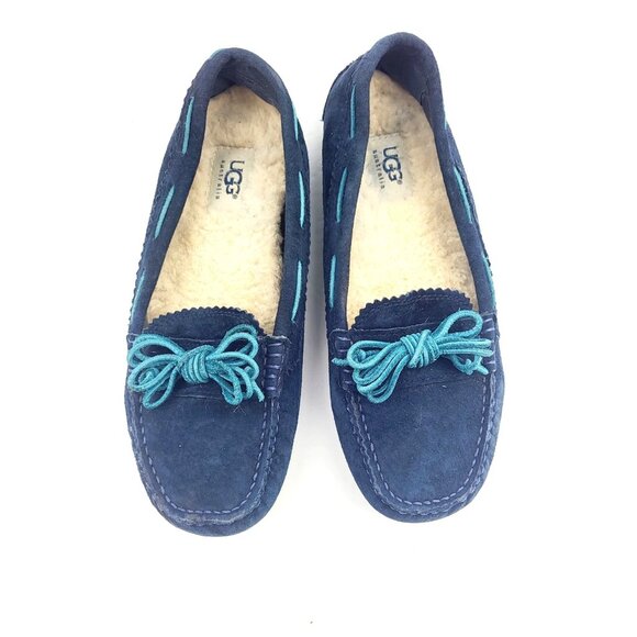UGG Womens Blue Suede Slippers  -‎ Size 7.5 - Picture 6 of 8